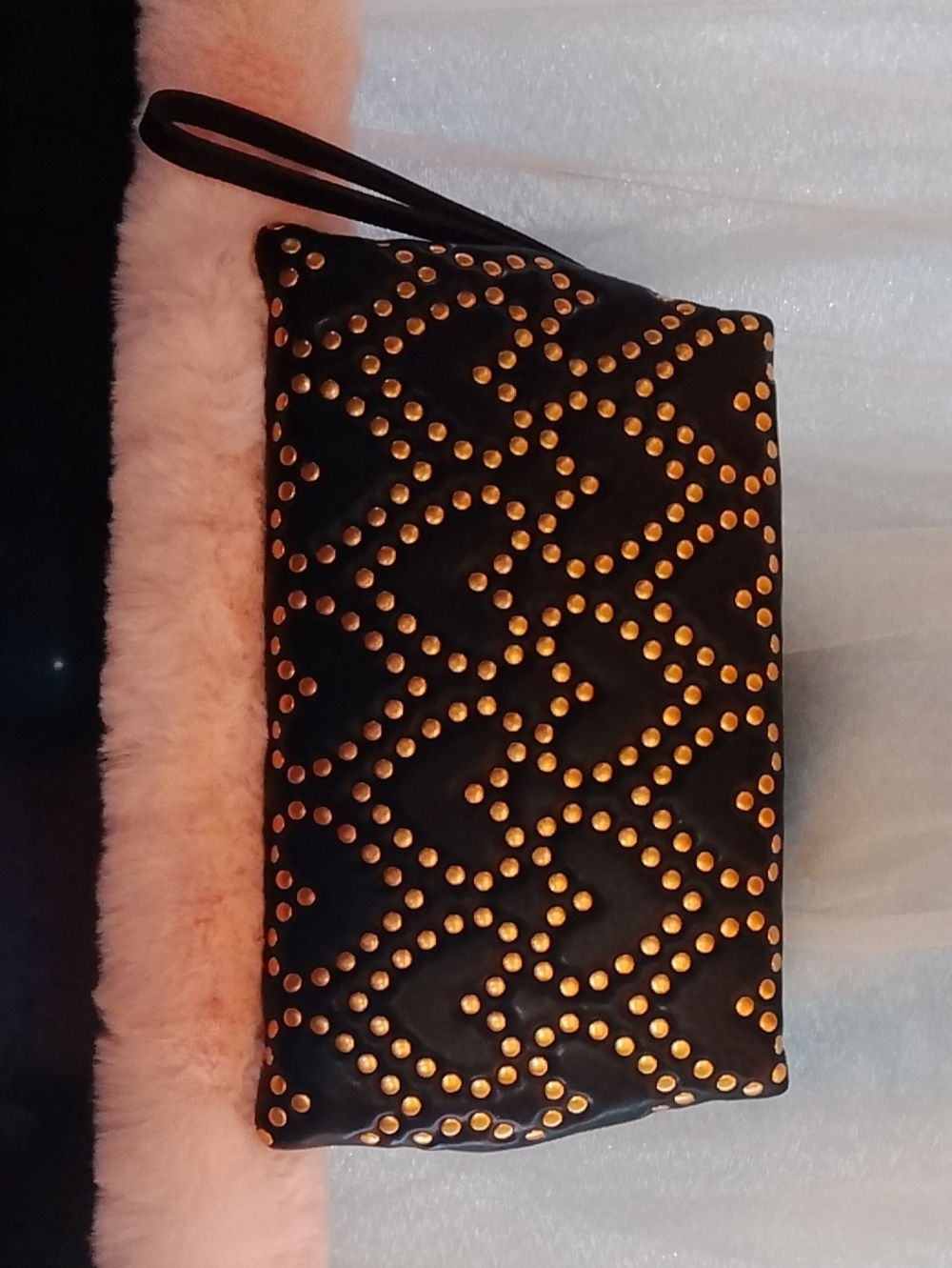 Rebecca Minkoff Black Wristlet Clutch with Gold Studs